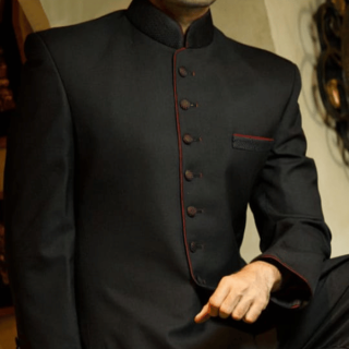 Red pipen black casual sherwani
